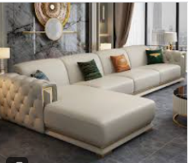 Modular Cream Velvet L-Shaped Sectional