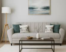 Sage Green Button-Tufted Sofa