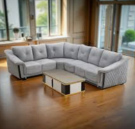 Azure Velvet Tufted Sofa Set