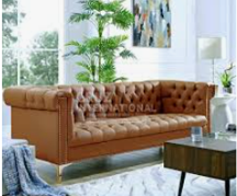 Sage Green Button-Tufted Sofa