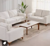 Minimalist Arctic White 3+2+1 Sofa Suite