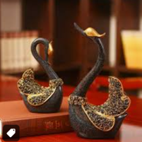 Gilded Heritage Swan Figurine Set