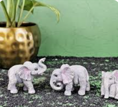 Playful Trio Elephant Statuettes