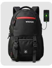 WROGN Black Tech Backpack with Integrated USB Charging Port