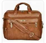 Multi-Pocket Cognac Leather Laptop Bag