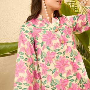 Artisan Floral Print Peplum Top