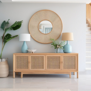 Modern Round Wooden Wall Mirror for Home Decor