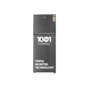 CANDY 328 L Frost Free Double Door 3 Star Refrigerator  with 10 in 1 Convertible Refrigerator , Inverter Compressor (Inox Steel, CDD3533TS)