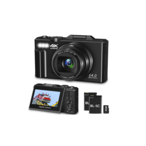Digital Camera for Photography, WiFi 64MP 4K Vlogging Camera for YouTube, 3 180° Flip Screen 18X Digital Zoom Compact Vlog Travel Cameras with