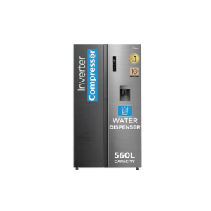 Midea 560 L Side by Side,Frost Free RefrigeratorWater Dispenser Inverter Compressor (MDRS704FGF46 Bru Steel),Grey