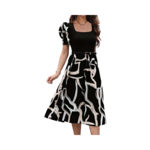 Women's Radiant Red & Orange Smocked Maxi Dress – Abstract Floral Print with Ruffled Tiered Skirt