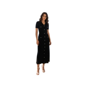 Women's Vibrant Yellow Floral Midi Dress – Short Puff Sleeves with Tie-Front Sweetheart Neckline