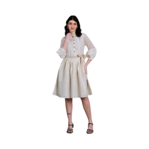 Women's Charming Emerald Green Ditsy Floral Dress – Sweetheart Neckline with Puff Sleeves