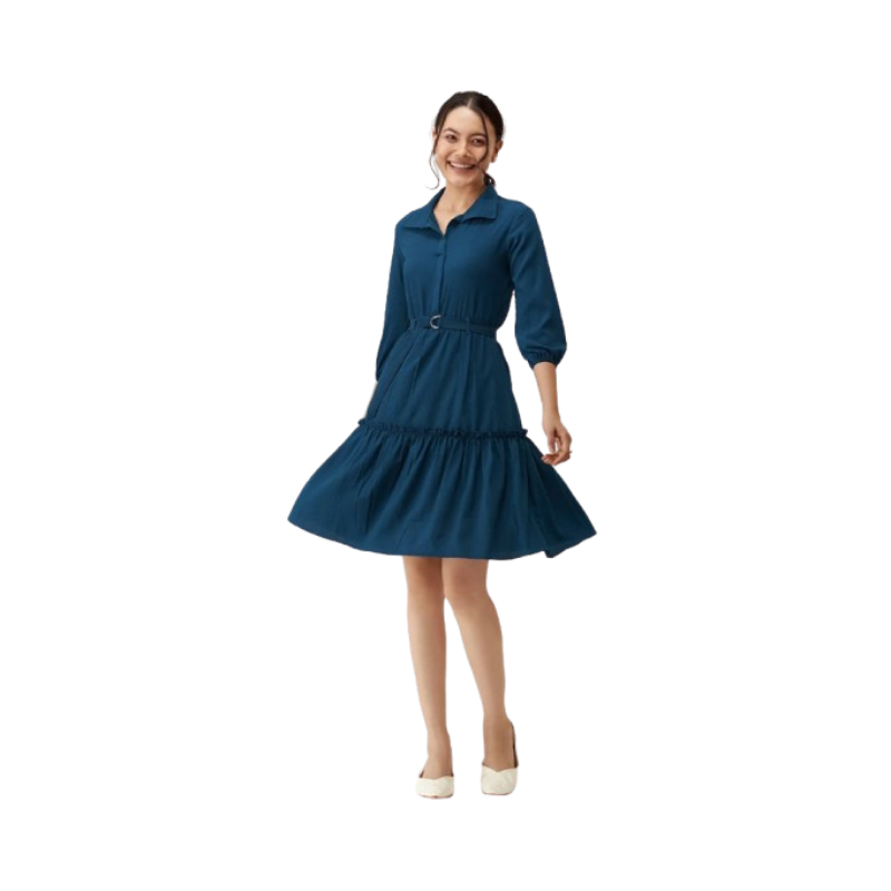 Women's Romantic Lavender Chiffon Midi Dress – Smocked Sweetheart Bodice with Ruffled Sleeves