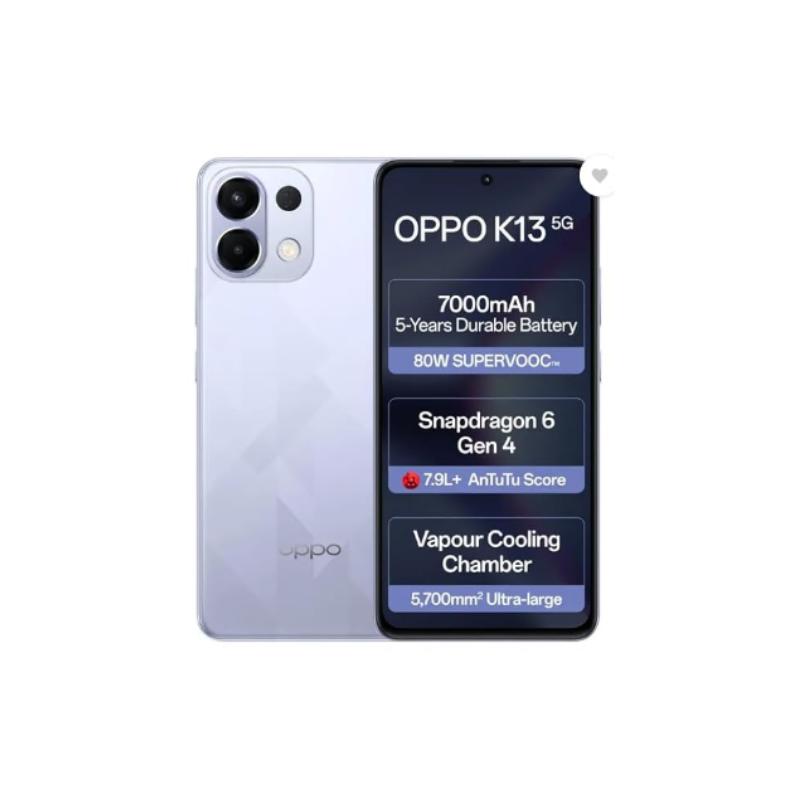 OPPO K13 5G with 7000mAh and 80W SUPERVOOC Charger in-The-Box, ICY Purple (8GB, 128GB)
