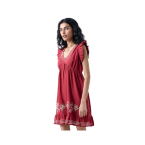 Women's Charming Emerald Green Ditsy Floral Dress – Sweetheart Neckline with Puff Sleeves
