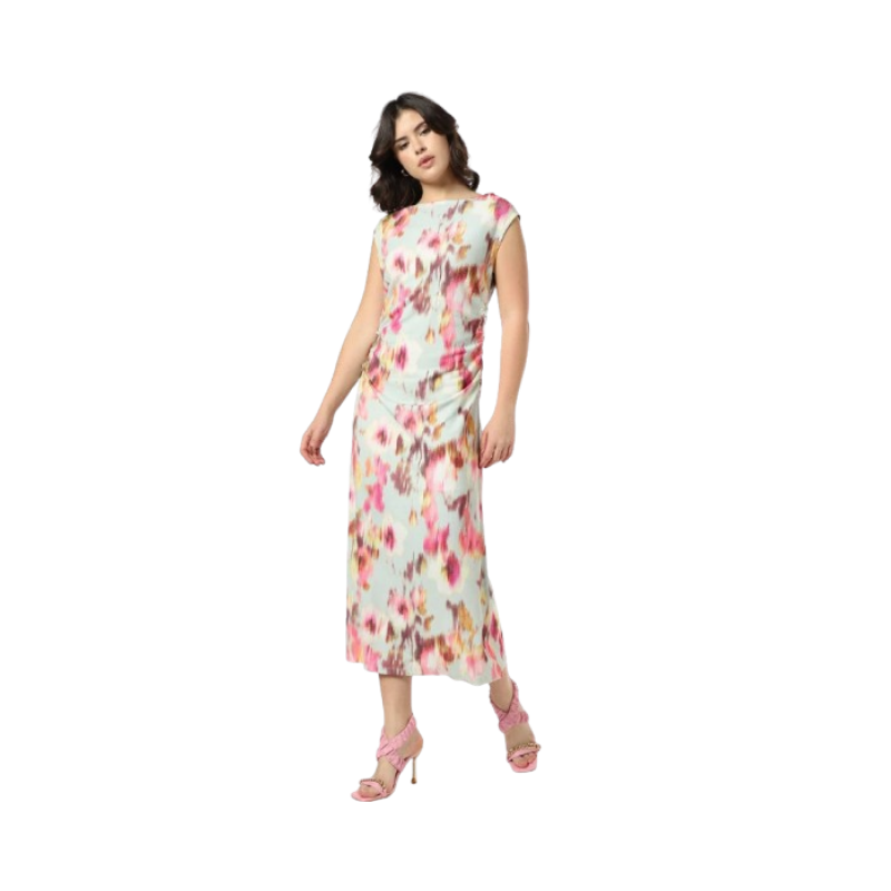Women's Charming Emerald Green Ditsy Floral Dress – Sweetheart Neckline with Puff Sleeves