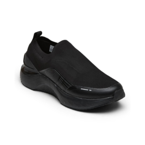 Men's Stealth Black Tech-Mesh Chunky Sneakers with Silver Overlays