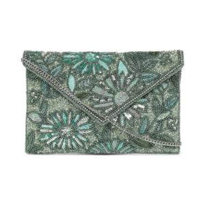 Luxury Gold-Threaded Floral Embroidered Box Clutch with Pearl Clasp