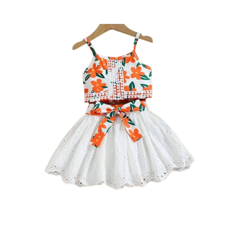 Girls' Bright Red Textured Ruffle Smocked Summer Dress