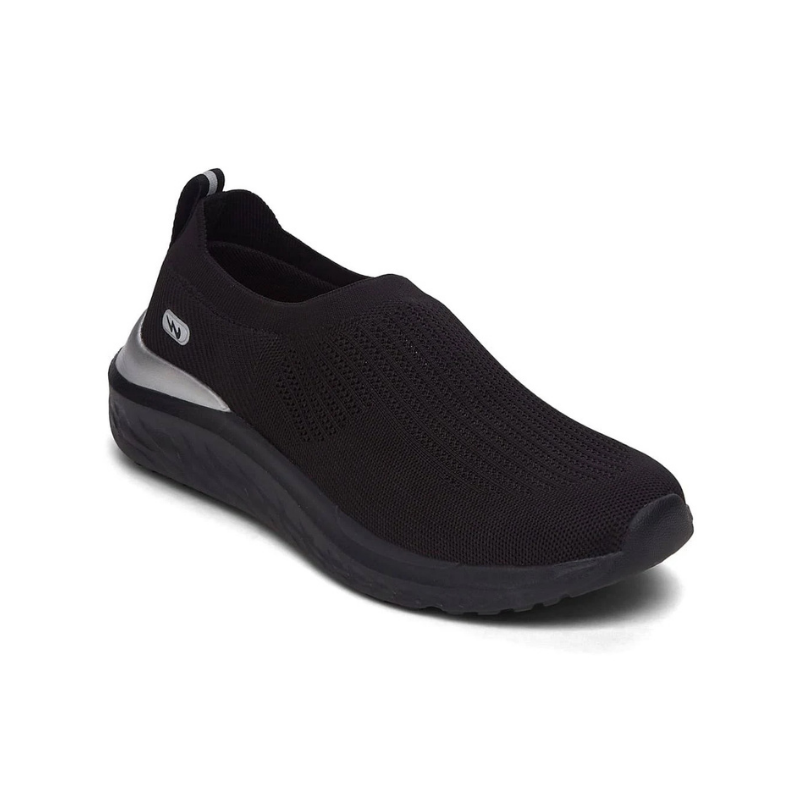 Men's Streamlined All-Black Knit Slip-On Loafer Sneakers
