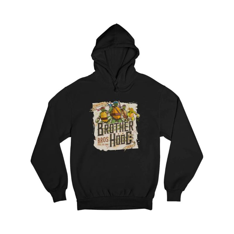 Men's Jet Black TMNT Brotherhood Graphic Pullover Hoodie