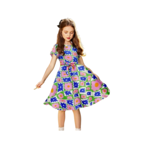 Girls' Canary Yellow Organza A-Line Gown with Floral Bodice Appliqués