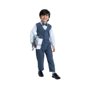 Boys' Sharp 4-Piece White Pinstripe Waistcoat, Shirt, and Tie Suit Set
