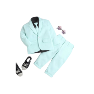 Boys' Modern Mustard Yellow and Charcoal Geometric Vest Suit Set