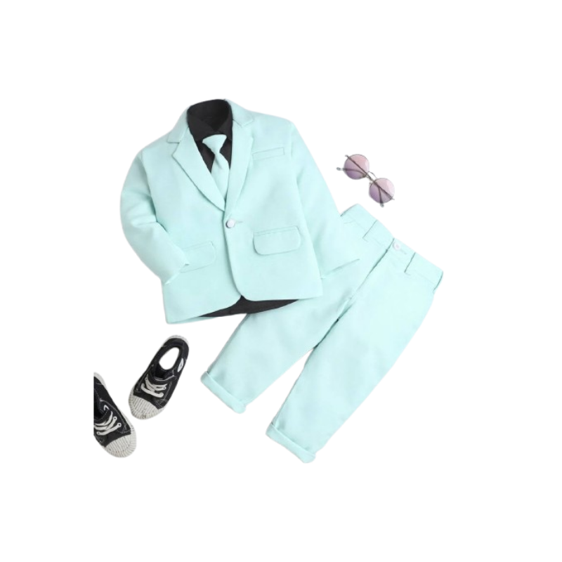 Boys' Modern Mustard Yellow and Charcoal Geometric Vest Suit Set