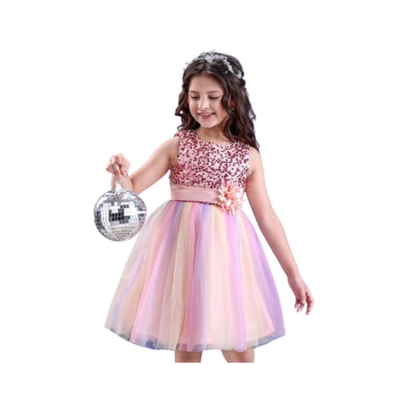 Girls' Soft Lavender Mesh Tiered Party Dress with Satin Shoulder Bows