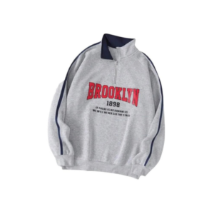 Men's Heather Grey Brooklyn 1898 Quarter-Zip Mock-Neck Sweatshirt