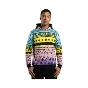 Men's Multicolor Aztec Tribal Geometric Print Pullover Hoodie