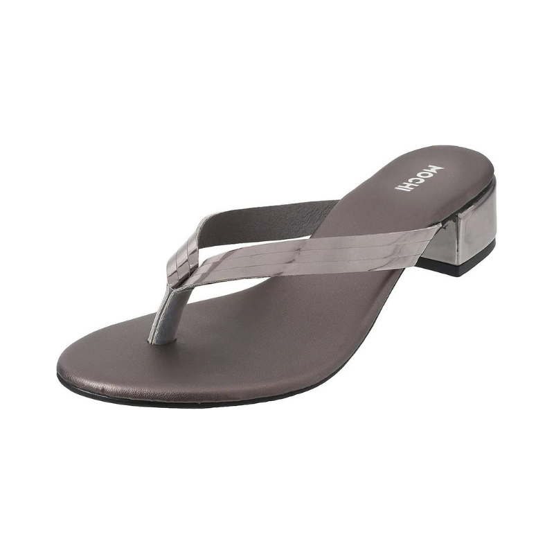 Women's Metallic Silver Patent Leather Platform Block Heels