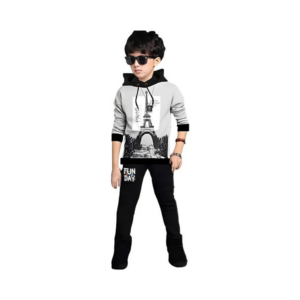 Boys' Paris Eiffel Tower Graphic Hoodie and Jogger Tracksuit Set