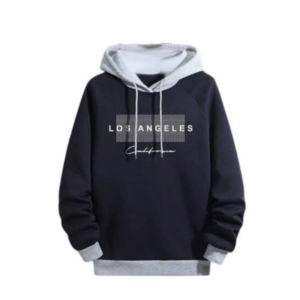 Men's Navy and Grey Contrast Los Angeles Graphic Hoodie