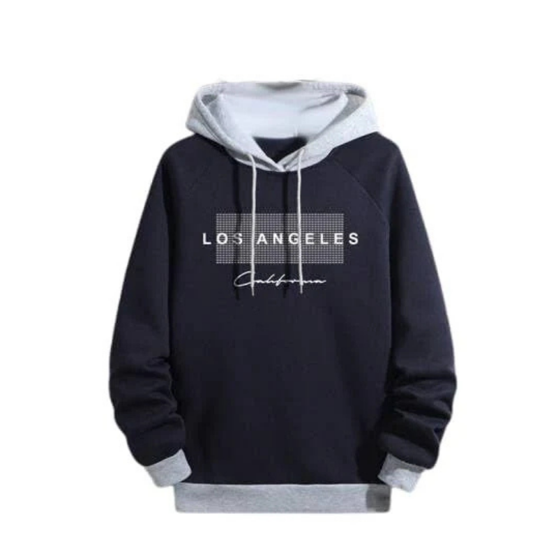 Men's Navy and Grey Contrast Los Angeles Graphic Hoodie