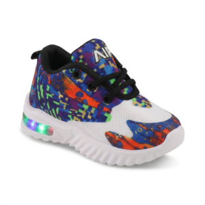 Kids' Black and Green Graphic Running Shoes with LED Light-Up Midsole