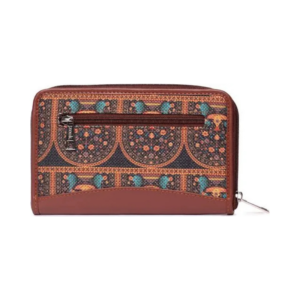 Zouk Elegant Ikat Print Zip-Around Accordion Wallet
