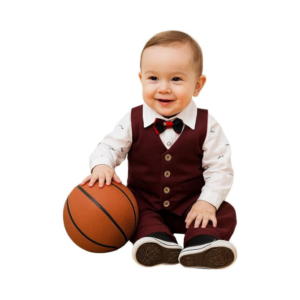 Infant & Toddler Boys' Burgundy Waistcoat and Mustache Print Shirt Set