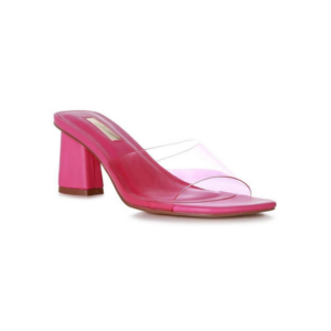 Women's Clear Triple-Strap Slide Sandals with Stacked Block Heel