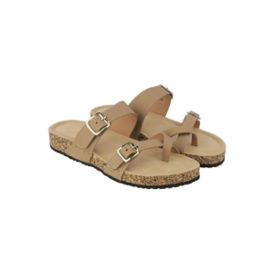 Women's Metallic Rose Gold Braided Cross-Strap Wedge Sandals