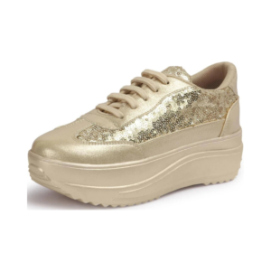 Women's Glittering Gold Sequin Platform Fashion Sneakers