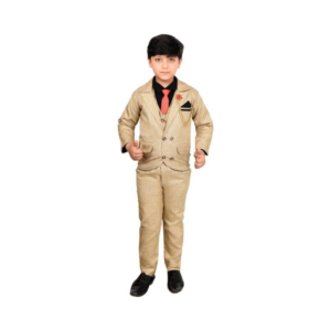 Boys' Dapper Gold-Beige 3-Piece Peak Lapel Formal Suit Set
