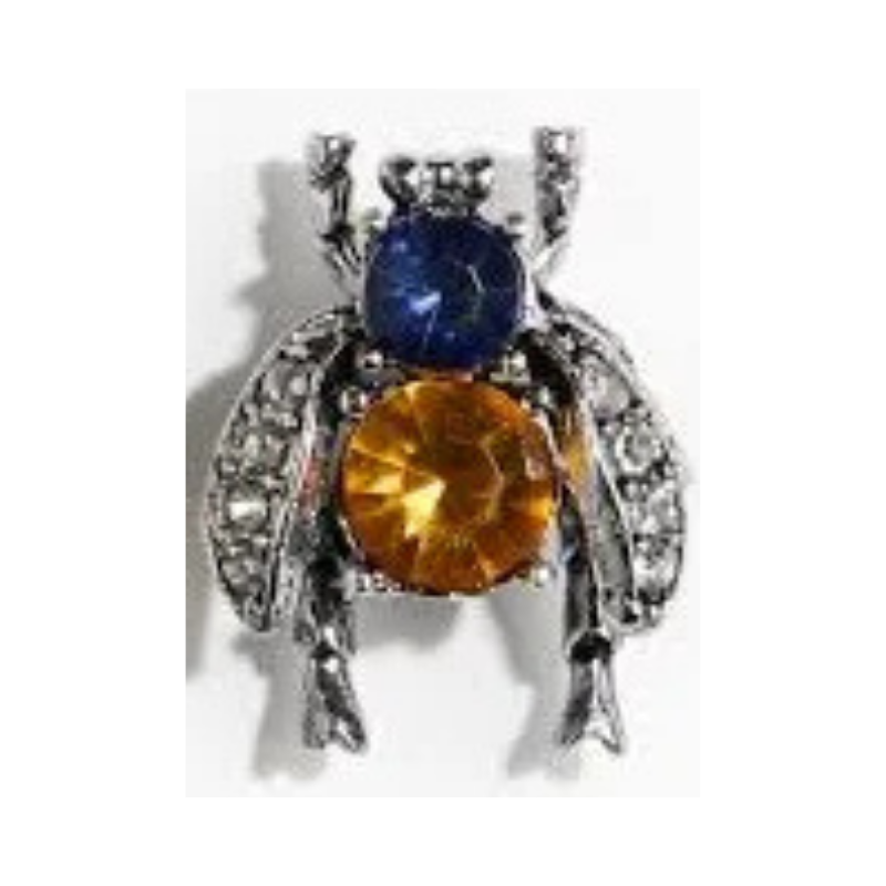 Two-Tone Crystal Insect Brooch in Silver-Tone Setting