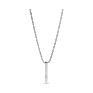 Minimalist Polished Silver Rectangle Bar Pendant Box Chain Necklace