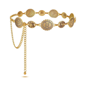Antique Gold Boho Engraved Coin Link Chain Belt