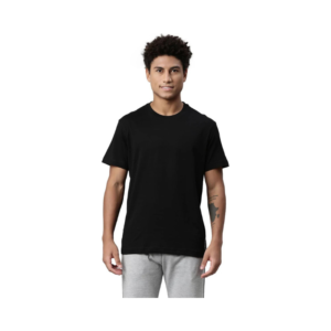 Men’s Classic Black Cotton Crew-Neck Regular Fit T-Shirt