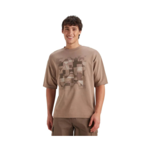 Men’s Taupe Brown Boxy Fit Graphic T-Shirt