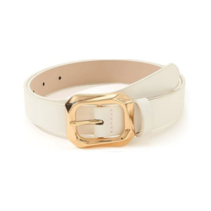 Minimalist Cream-White Waist Belt with Contemporary Gold Buckle